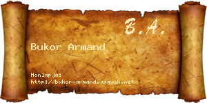 Bukor Armand névjegykártya